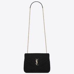 Saint Laurent Black Velvet Small Loulou Chain Bag YSLBS81046