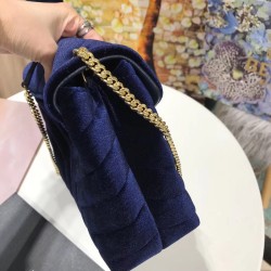 Saint Laurent Blue Velvet Small Loulou Chain Bag YSLBS81049