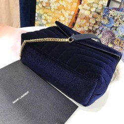 Saint Laurent Blue Velvet Small Loulou Chain Bag YSLBS81049