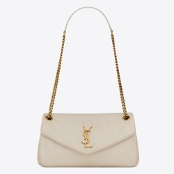 Saint Laurent Calypso Shoulder Bag In White Lambskin YSLBS81053