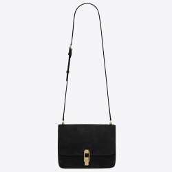 Saint Laurent Carre Satchel Bag In Black Suede Leather YSLBS81057