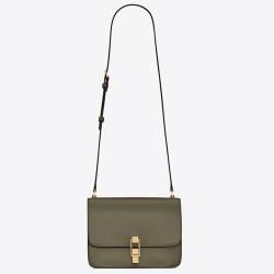 Saint Laurent Carre Satchel Bag In Olive Leather YSLBS81060