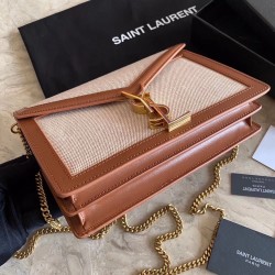 Saint Laurent Cassandra Clasp Bag In Beige Canvas YSLBS81061