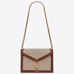 Saint Laurent Cassandra Clasp Bag In Beige Canvas YSLBS81061