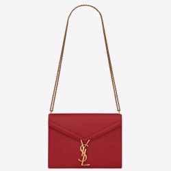 Saint Laurent Cassandra Clasp Bag In Red Grained Leather YSLBS81067