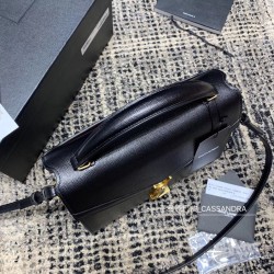 Saint Laurent Cassandra Medium Bag In Black Grained Leather YSLBS81069