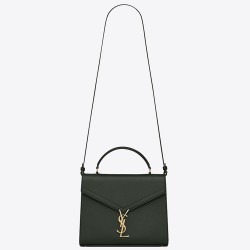 Saint Laurent Cassandra Medium Bag In Dark Green Grained Leather YSLBS81073