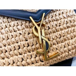 Saint Laurent Cassandra Mini Top Handle Bag In Raffia YSLBS81075