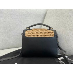 Saint Laurent Cassandra Mini Top Handle Bag In Raffia YSLBS81075