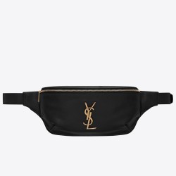 Saint Laurent Classic Monogram Belt Bag In Black Grained Leather YSLBS81078