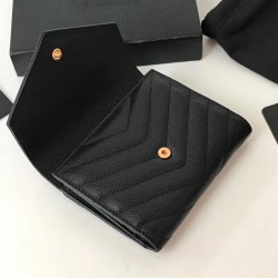 Saint Laurent Compact Tri Fold Wallet In Black Leather YSLBS81082