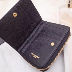 Saint Laurent Compact Zip Around Wallet In Black Leather YSLBS81085