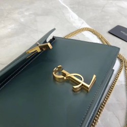 Saint Laurent Dark Green Cassandra Monogram Clasp Bag YSLBS81087