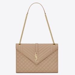 Saint Laurent Envelope Large Bag In Beige Matelasse Grained Leather YSLBS81089