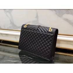 Saint Laurent Envelope Large Bag In Black Grained Leather YSLBS81090