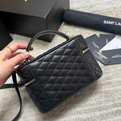 Saint Laurent Gaby Mini Vanity Bag in Black Lambskin YSLBS81094