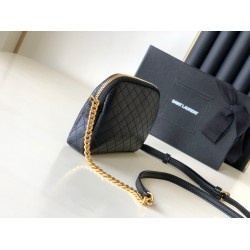 Saint Laurent Gaby Zipped Pouch in Black Quilted Lambskin YSLBS81095