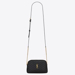 Saint Laurent Gaby Zipped Pouch in Black Quilted Lambskin YSLBS81095