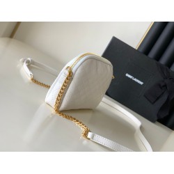 Saint Laurent Gaby Zipped Pouch in White Quilted Lambskin YSLBS81096