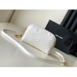 Saint Laurent Gaby Zipped Pouch in White Quilted Lambskin YSLBS81096