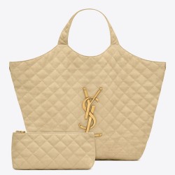 Saint Laurent Icare Maxi Shopping Bag In Beige Quilted Lambskin YSLBS81097