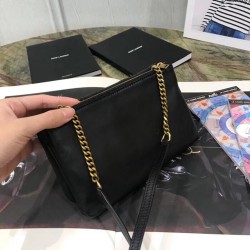 Saint Laurent Jamie Chain Wallet In Black Patchwork Lambskin YSLBS81101