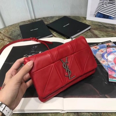 Saint Laurent Jamie Chain Wallet In Red Patchwork Lambskin YSLBS81102