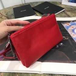 Saint Laurent Jamie Chain Wallet In Red Patchwork Lambskin YSLBS81102