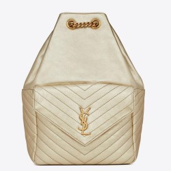 Saint Laurent Joe Backpack In Gold Lame Leather YSLBS81106