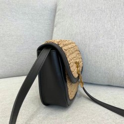 Saint Laurent Kaia Small Bag In Raffia and Leather YSLBS81112