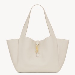 Saint Laurent LE 5 A 7 Bea Tote Bag in White Grained Leather YSLBS81149