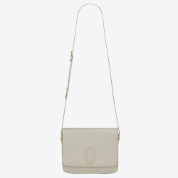 Saint Laurent LE 61 Medium Saddle Bag In White Leather YSLBS81162