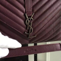 Saint Laurent Large Bordeaux College Shoulder Bag YSLBS81126