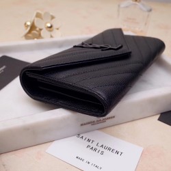 Saint Laurent Large Monogram Flap All Black Wallet YSLBS81129