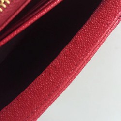 Saint Laurent Large Monogram Flap Wallet In Red Grained Leather YSLBS81132