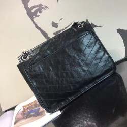 Saint Laurent Large Niki Chain Bag In Black Crinkled Leather YSLBS81136