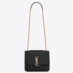 Saint Laurent Large Vicky Bag In Black Lambskin YSLBS81140