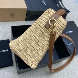 Saint Laurent Le 37 Bucket Bag in Natural Woven Raffia YSLBS81144