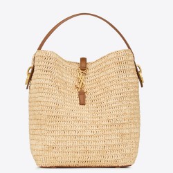 Saint Laurent Le 37 Bucket Bag in Natural Woven Raffia YSLBS81144