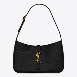 Saint Laurent Le 5 a 7 Hobo Bag In Black Crocodile-embossed Leather YSLBS81150