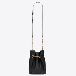 Saint Laurent Le Maillon Hook Bucket Bag In Black Lambskin YSLBS81167