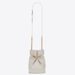 Saint Laurent Le Maillon Hook Bucket Bag In White Lambskin YSLBS81168