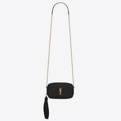 Saint Laurent Lou Mini Bag In Black Grained Leather YSLBS81220