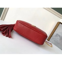 Saint Laurent Lou Mini Bag In Red Grained Leather YSLBS81222