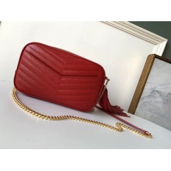 Saint Laurent Lou Mini Bag In Red Grained Leather YSLBS81222