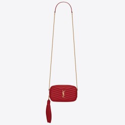 Saint Laurent Lou Mini Bag In Red Grained Leather YSLBS81222