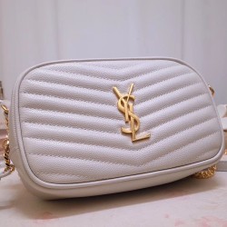 Saint Laurent Lou Mini Bag In White Grained Leather YSLBS81223