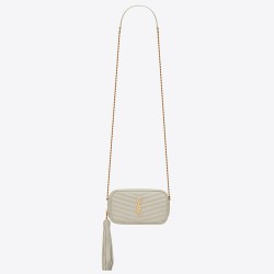 Saint Laurent Lou Mini Bag In White Grained Leather YSLBS81223