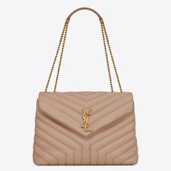 Saint Laurent Loulou Medium Bag In Beige Matelasse Leather YSLBS81188