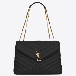 Saint Laurent Loulou Medium Bag In Black Matelasse Leather YSLBS81189